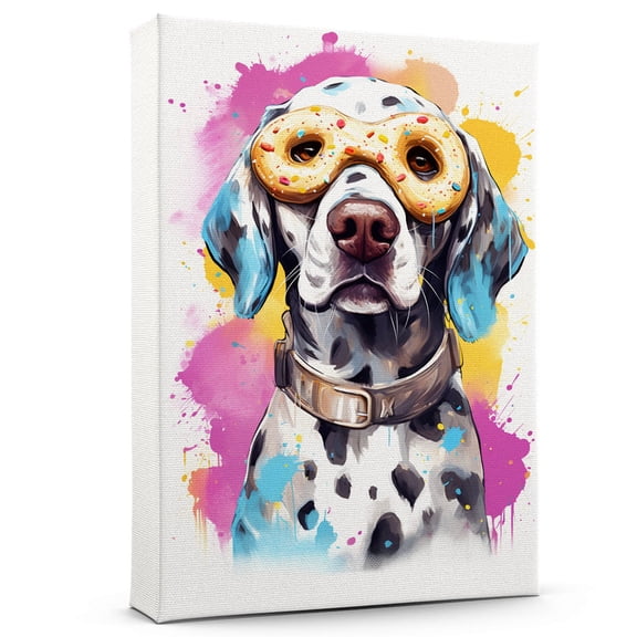 Dalmatian Dog Canvas Wall Art,Pet Canvas Painting Puppy Artwork,Colorful-Watercolor Original Artwork Print For Bedroom, Bathroom Wall Art decor