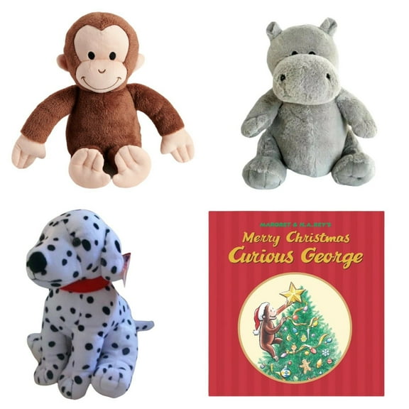 Dalmatian Dog Curious George Hippo & Christmas Book 4 Kohls 12" Plush Stuffed