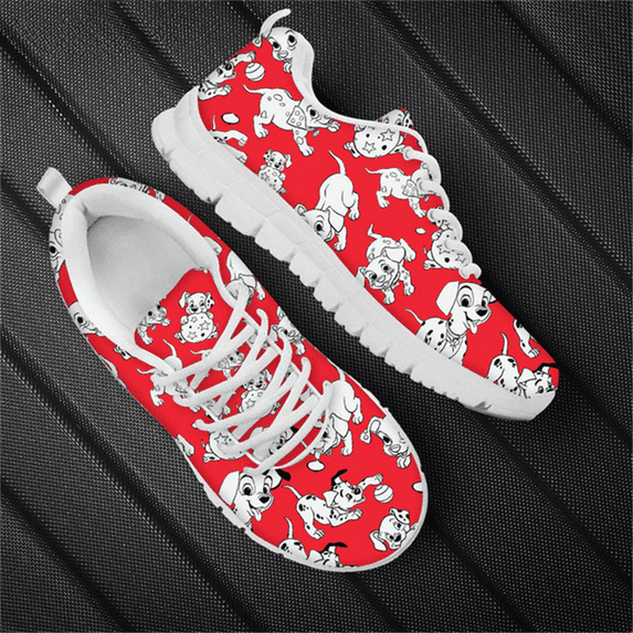 Dalmatian Dog Cute Pattern Women Casual Flats Air Mesh Sneakers for Teenager Black White Female Running Shoes