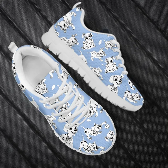 Dalmatian Dog Cute Pattern Women Casual Flats Air Mesh Sneakers for Teenager Black White Female Running Shoes