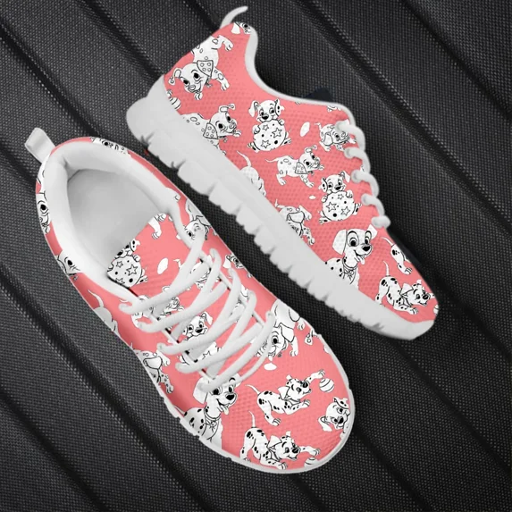 Dalmatian Dog Cute Pattern Women Casual Flats Air Mesh Sneakers for Teenager Black White Female Running Shoes