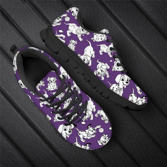Dalmatian Dog Cute Pattern Women Casual Flats Air Mesh Sneakers for Teenager Black White Female Running Shoes