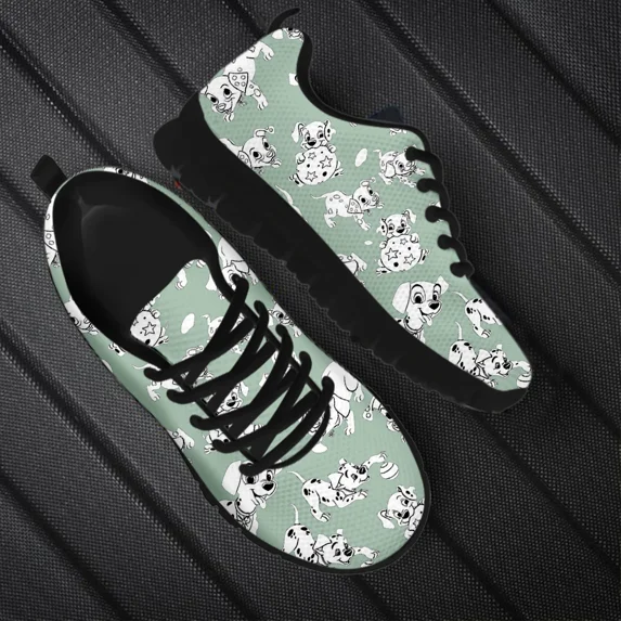 Dalmatian Dog Cute Pattern Women Casual Flats Air Mesh Sneakers for Teenager Black White Female Running Shoes