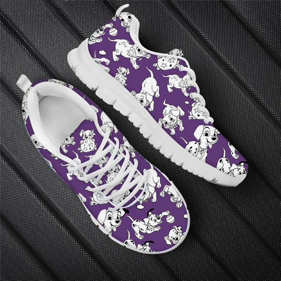 Dalmatian Dog Cute Pattern Women Casual Flats Air Mesh Sneakers for Teenager Black White Female Running Shoes
