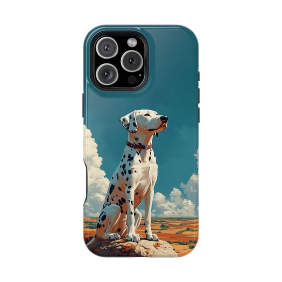 Dalmatian Dog Desert Sky Scenic Artistic Canine Illustration Phone Case with iPhone 11 to 17 Pro Max