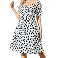 thumbnail image 1 of Dalmatian Dog Dress Black Spotted Design Festival Dresses Ladies Short Sleeve Aesthetic Casual Dress V Neck Oversize Clothes, 1 of 6