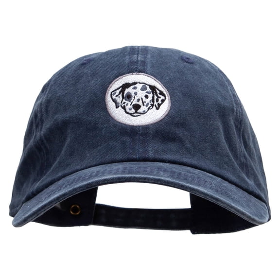 Dalmatian Dog Face Embroidered Unstructured Cotton Cap - Navy OSFM