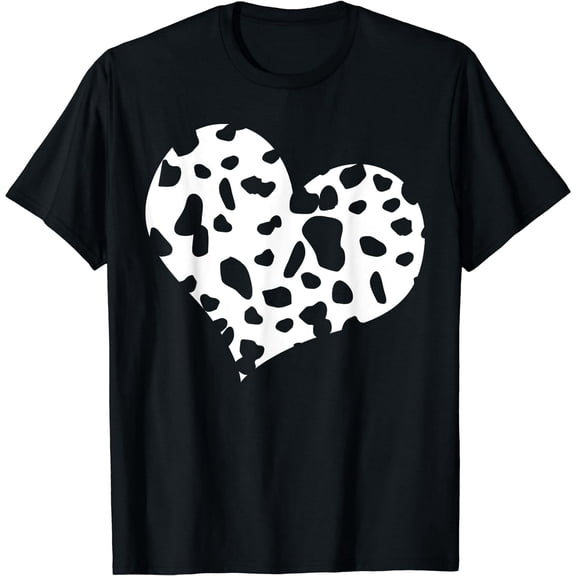 Dalmatian Dog Heart Graphic T-Shirt Funny Pet Lover Gift Soft Cotton