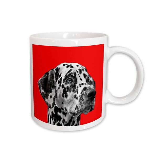 3drose, Dalmatian Dog on Red Background, Pet, Puppy Animal, 15oz Mug