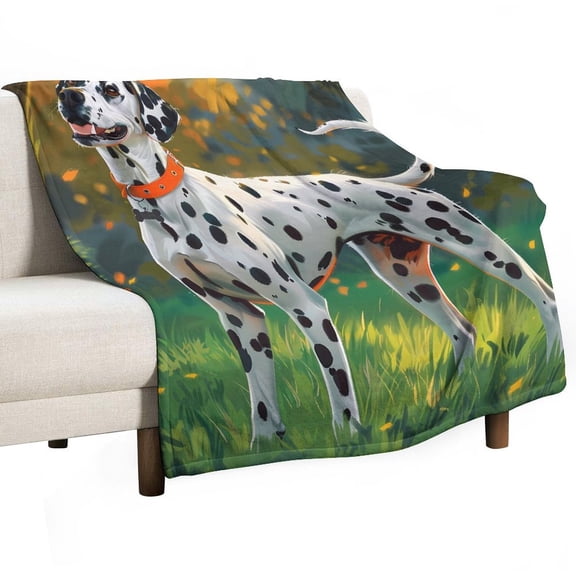 Dalmatian Dog Painting Super Soft Blanket Flannel Throw Blanket Flannel Microfiber Blankets for Couch Bed Sofa Fluffy and Warm 50"x60"