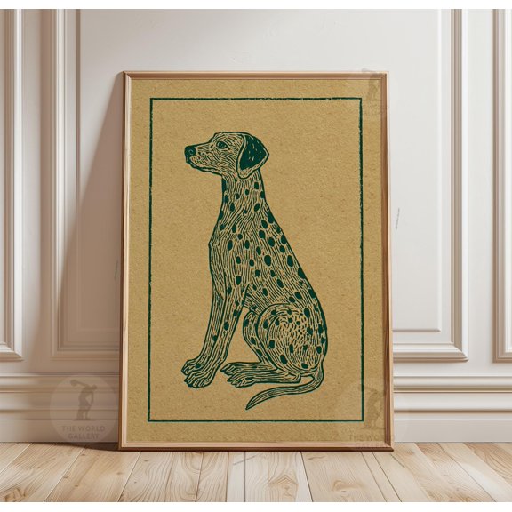 Dalmatian Dog Poster, Vintage Style Spotted Canine Artwork, Minimal Animal Wall Art, Poster Only
