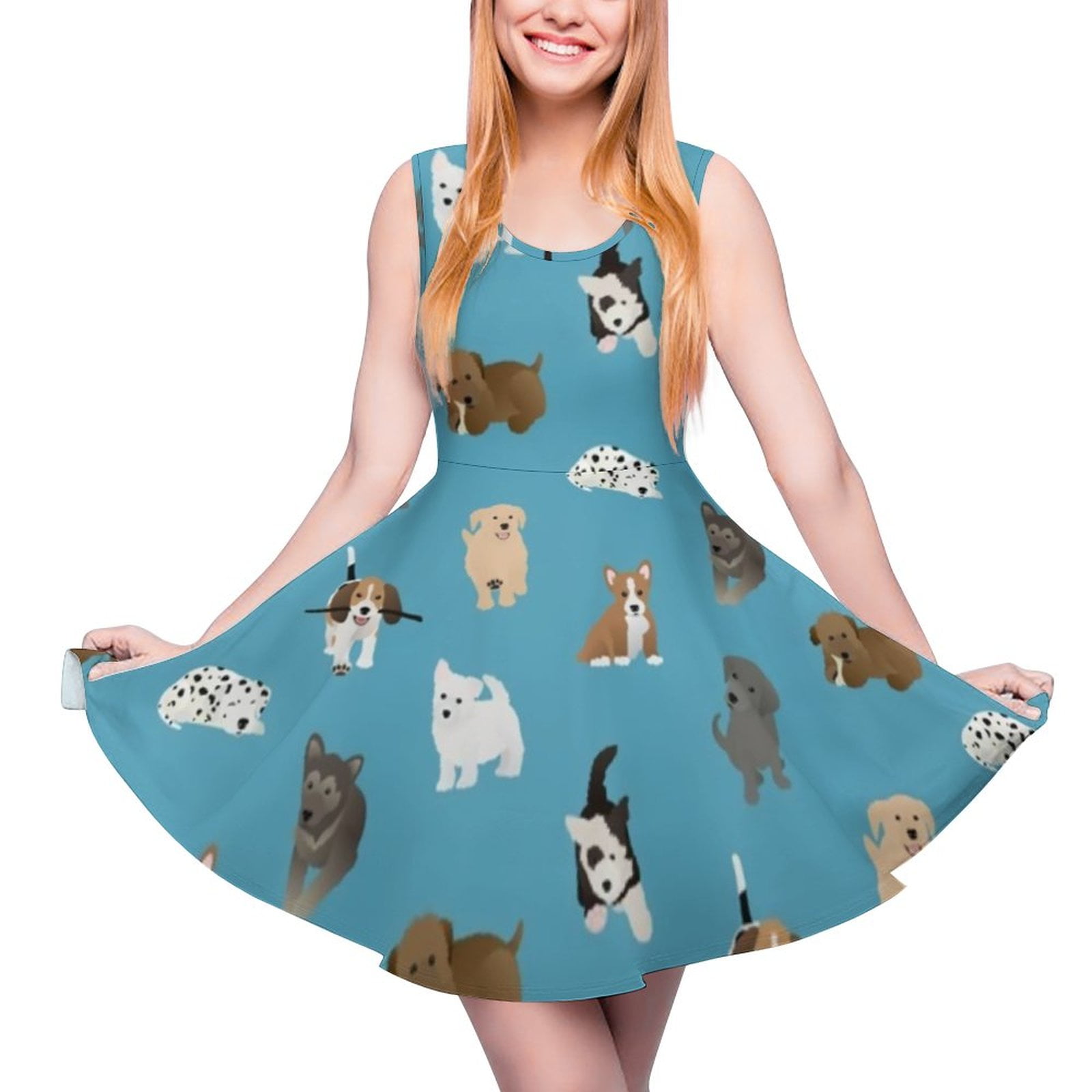 Dalmatian Dog Print Dress High Waist Cute Spots Dots Korean Fashion ...