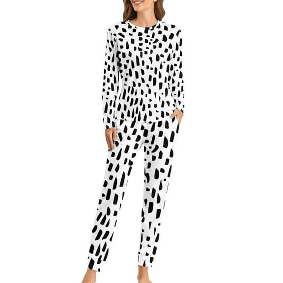 Dalmatian Dog Print Pajamas Cute Dots Two Piece Sleep Home Suit Women Long Sleeve Warm Oversize Home Suit