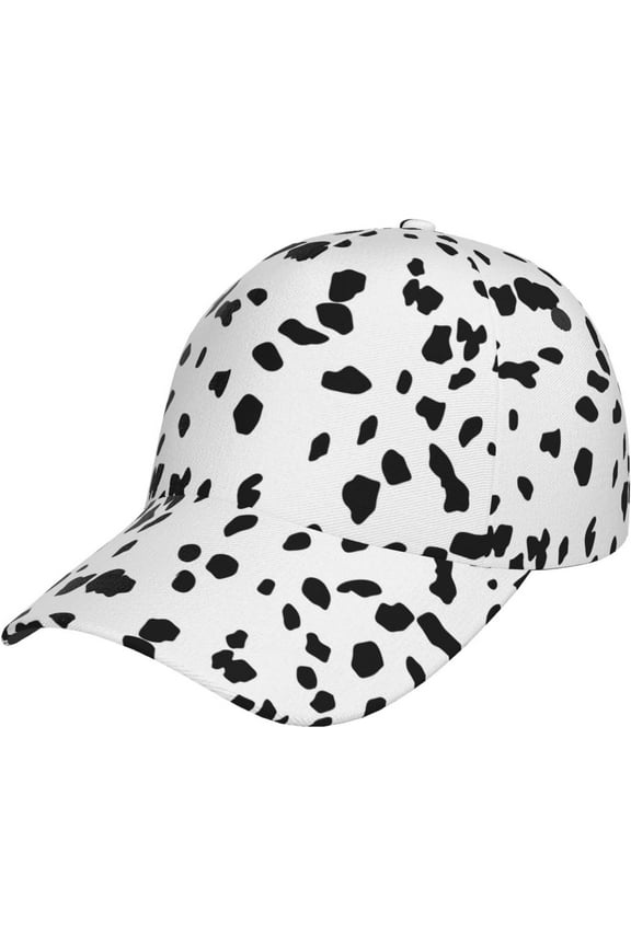 Dalmatian Dog Print Sunscreen Baseball Cap Women & Men, Sport Adjustable Baseball Hat, Sun Cap, Trucker Hat Black