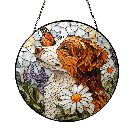 Dalmatian Dog Remembrance Stained Glass Window Hanging, Meaningful Memorial Home Decor