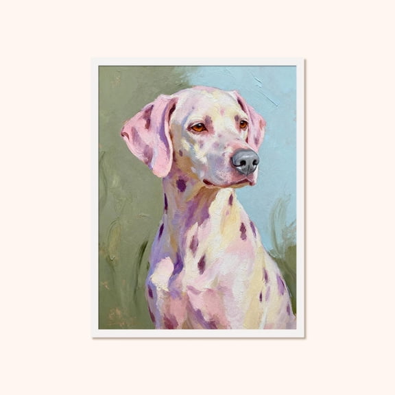 Dalmatian Dog Wall Art, Modern Impressionist Dog Portrait Poster, Unframed Canvas Size 16x24