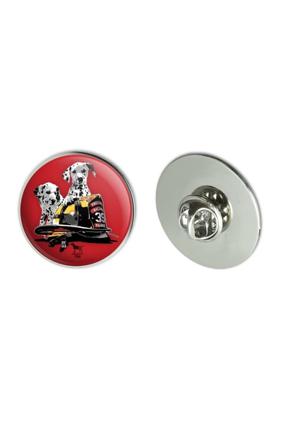 Dalmatian Dogs Firefighter Fire Helmet Metal 1.1" Tie Tack Hat Lapel Pin Pinback
