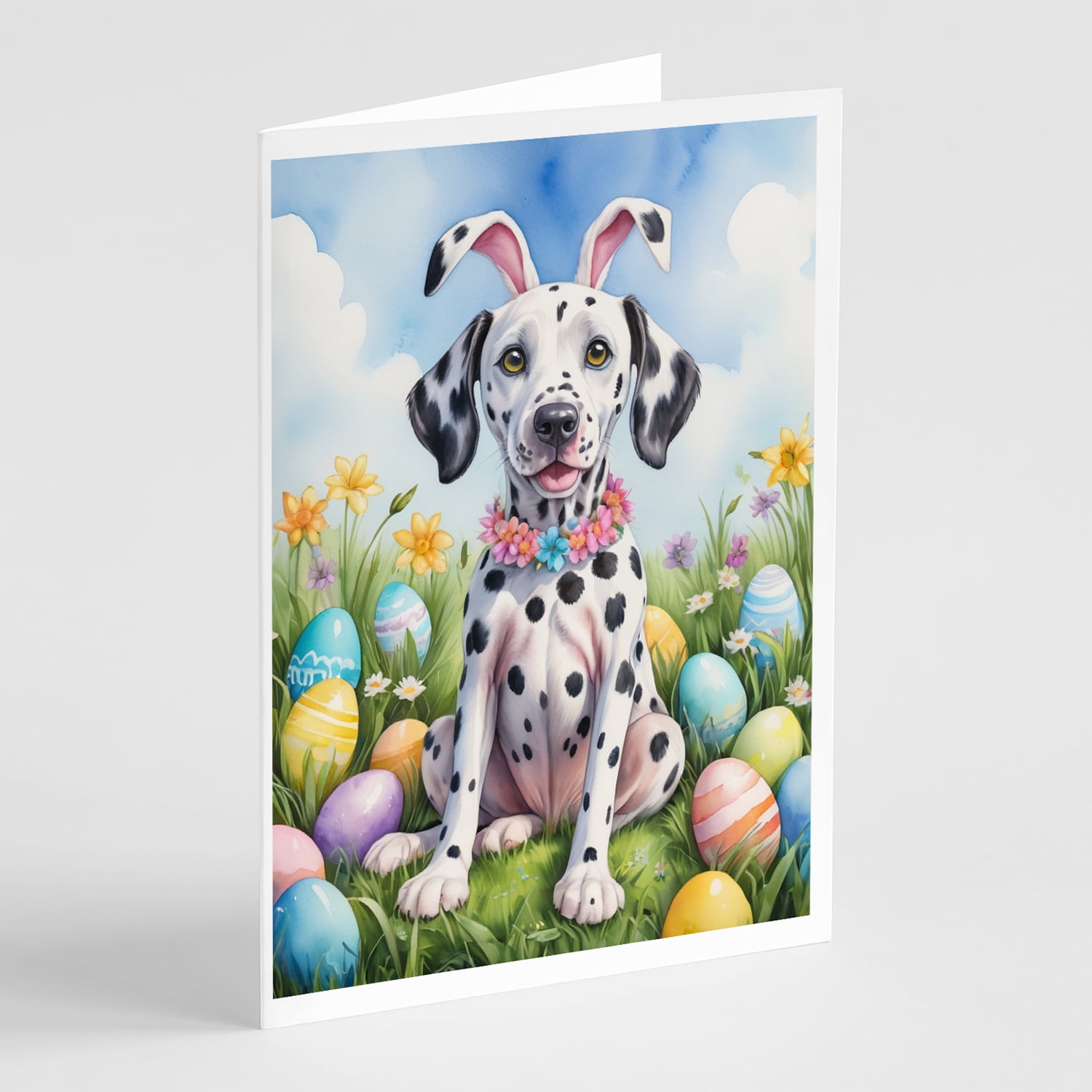 Dalmatian Easter Egg Hunt Greeting Cards Pack of 8 7 in x 5 in