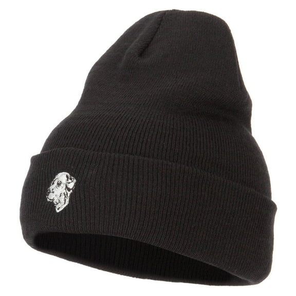 Dalmatian Embroidered Long Beanie - Black OSFM