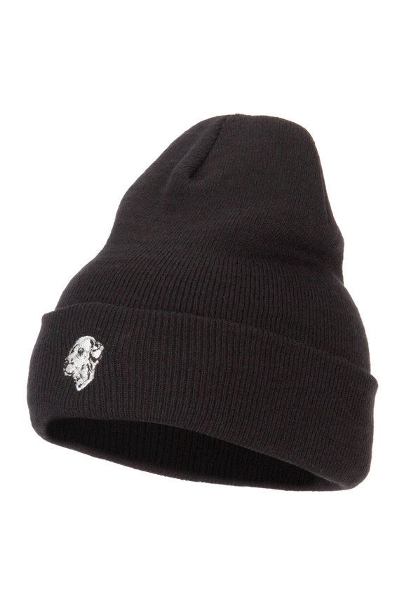 Dalmatian Embroidered Long Beanie - Black OSFM