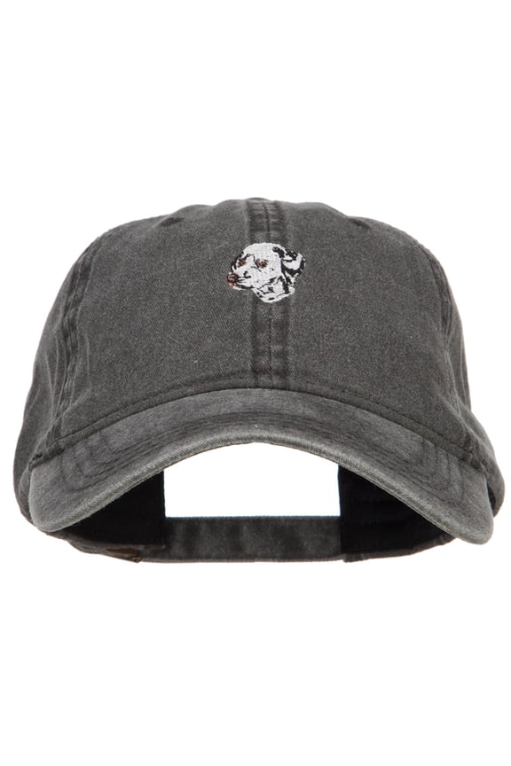 Dalmatian Embroidered Washed Buckled Cap - Black OSFM