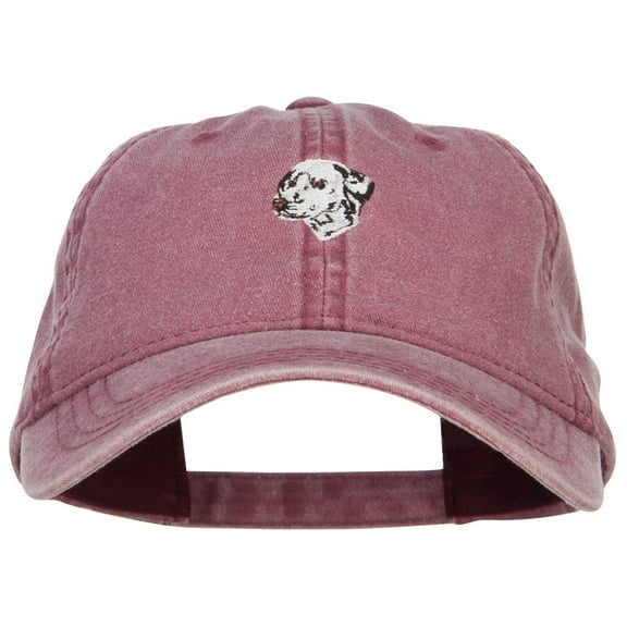Dalmatian Embroidered Washed Buckled Cap - Maroon OSFM