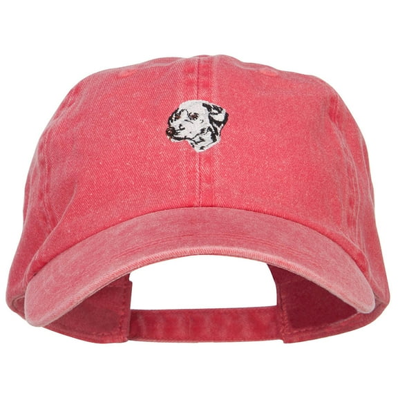 Dalmatian Embroidered Washed Buckled Cap - Red OSFM