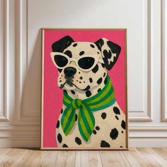 Dalmatian Glitch Style Dog Distorted Pet Design Poster