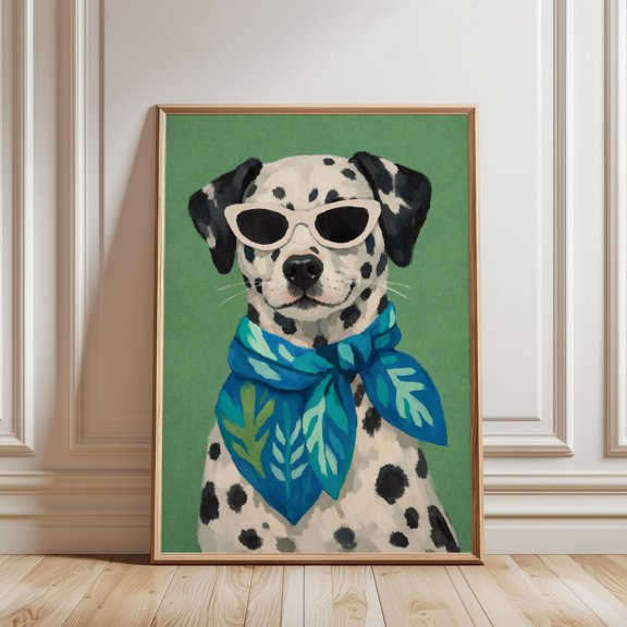 Dalmatian Glitch Style Dog Distorted Pet Poster