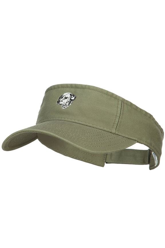 Dalmatian Head Embroidered Pro Style Cotton Washed Visor - Olive OSFM