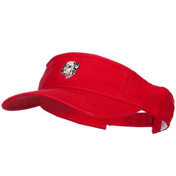 Dalmatian Head Embroidered Pro Style Cotton Washed Visor - Red OSFM