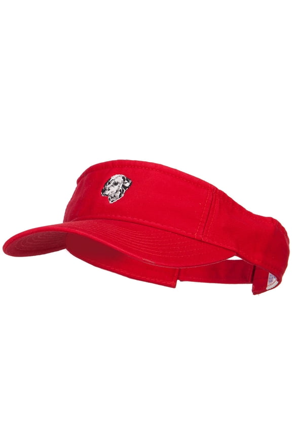 Dalmatian Head Embroidered Pro Style Cotton Washed Visor - Red OSFM