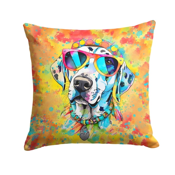 Dalmatian Hippie Dawg Fabric Decorative Pillow 14 in x 14 in
