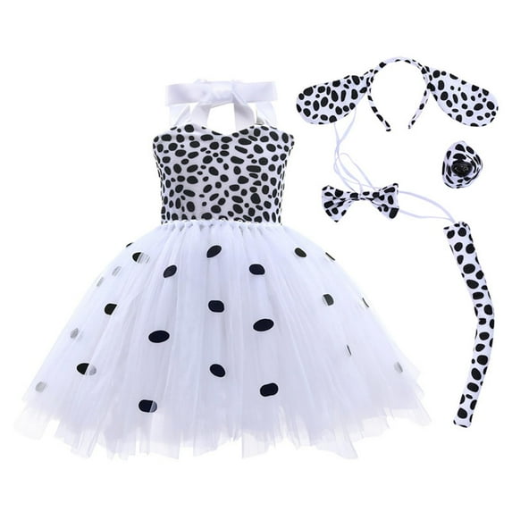 Dalmatian Costumes Kids, Girls Shirt Tutu Outfit Ears Headband Accessories for 101 Day Of School Shirt Dalmatians for Girls Spotted Dress