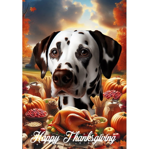 Dalmatian Liver/White- Best of Breed Thanksgiving Outdoor House Flag 28" x 40" Mailbox Flag Dog Flag