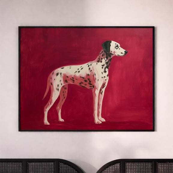 Dalmatian On Red Background Wall Art Print
