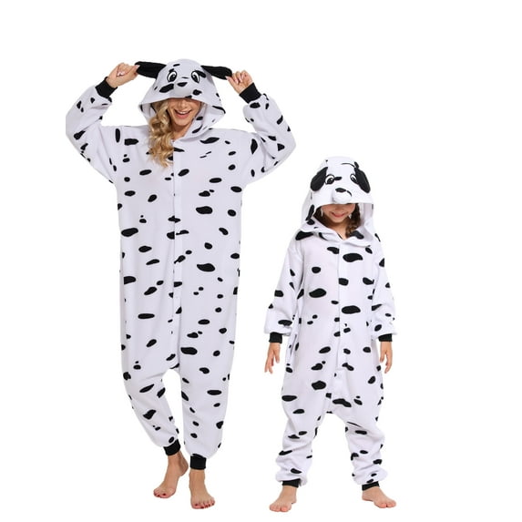 Dalmatian Onesie Pajama Kids Unisex Dog Costumes Polyester One-Piece Sleepwear for Boys and Girls 10-12Years