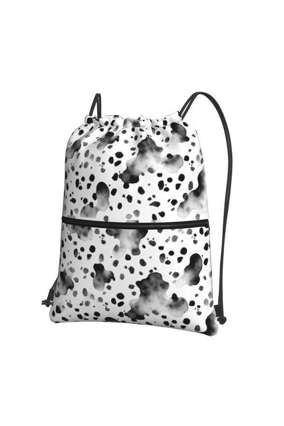 Dalmatian Print Drawstring Backpack Water Resistant String Bag Sports Sackpack Gym Sack For Men Women