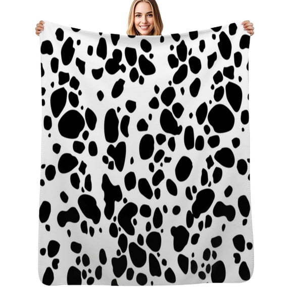 Dalmatian Print Flannel Blankets Soft Throw Blanket Winter Travel Office Outdoor Bedspread