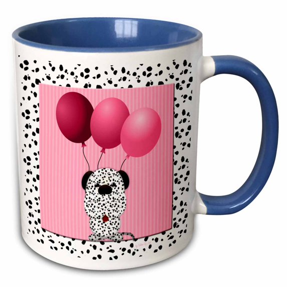 3drose, Dalmatian Print in Pink, 15oz Two-tone Blue Mug