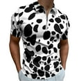 thumbnail image 1 of Dalmatian Print Men Zipper T-shirt Summer Casual Short Sleeve T-shirt Top, 1 of 7