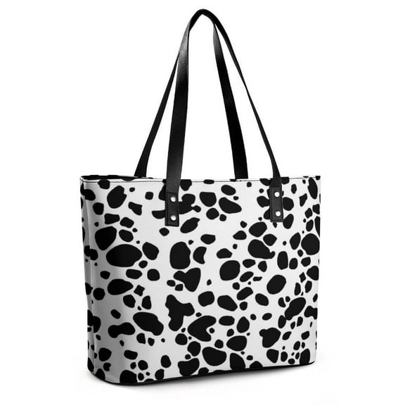 Dalmatian Print Woman Leather Handbags Large Tote Bag Fashion Portable Handbags With Zipper