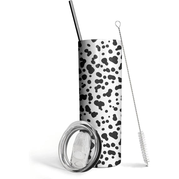 Dalmatian Puppy Dog Skin Tumblers 20 OZ White Pattern Travel Cup Iced Stainless Steel with Lid Insulated Coffee Mug Gifts