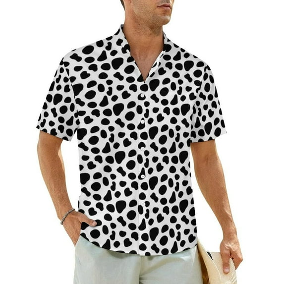 Dalmatian Spots Beach Shirt Black And White Hawaiian Casual Shirts Men Novelty Blouses Sho
