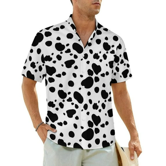Dalmatian Spots Beach Shirt Black And White Hawaiian Casual Shirts Men Novelty Blouses Sho