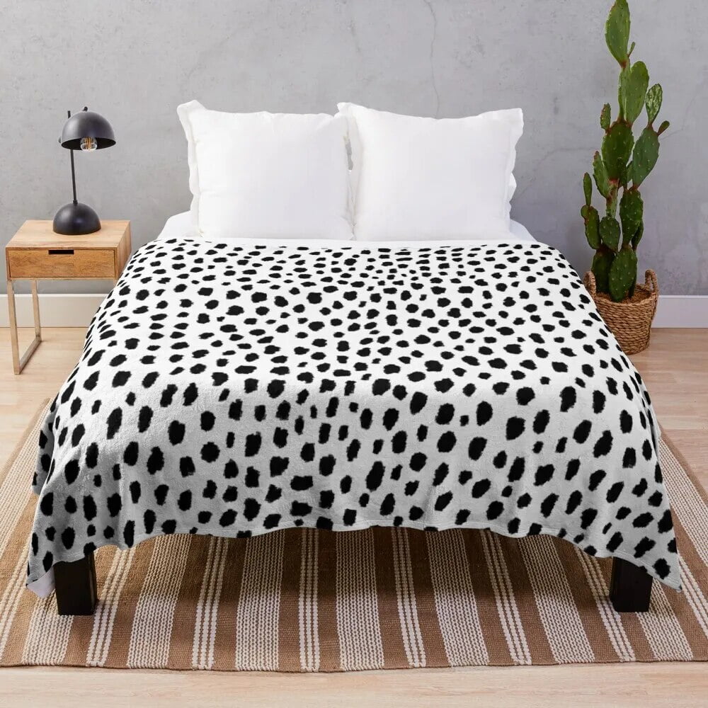 Dalmatian Spots (black/white) Throw Blanket blankets and throws Bed ...