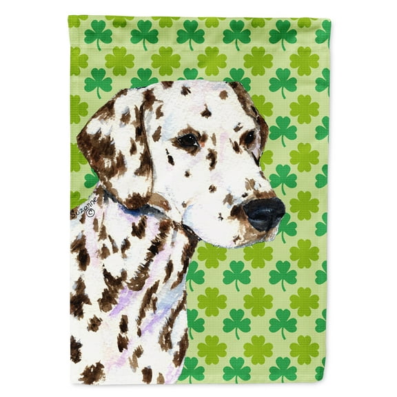 Dalmatian St. Patrick's Day Shamrock Portrait Garden Flag