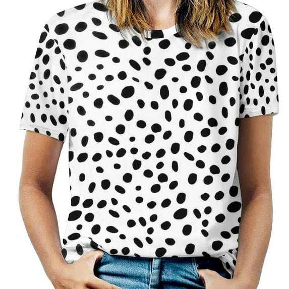 Dalmatian T Shirt O Neck Black Spots Print Oversize T Shirts Short-Sleeve Street Style Tees Female Sexy Elegant Custom T