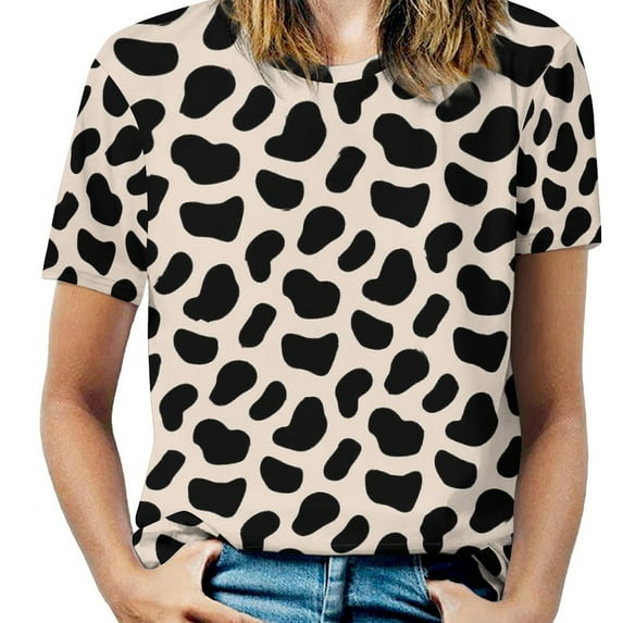 Dalmatian T Shirt O Neck Black Spots Print Oversize T Shirts Short-Sleeve Street Style Tees Female Sexy Elegant Custom T