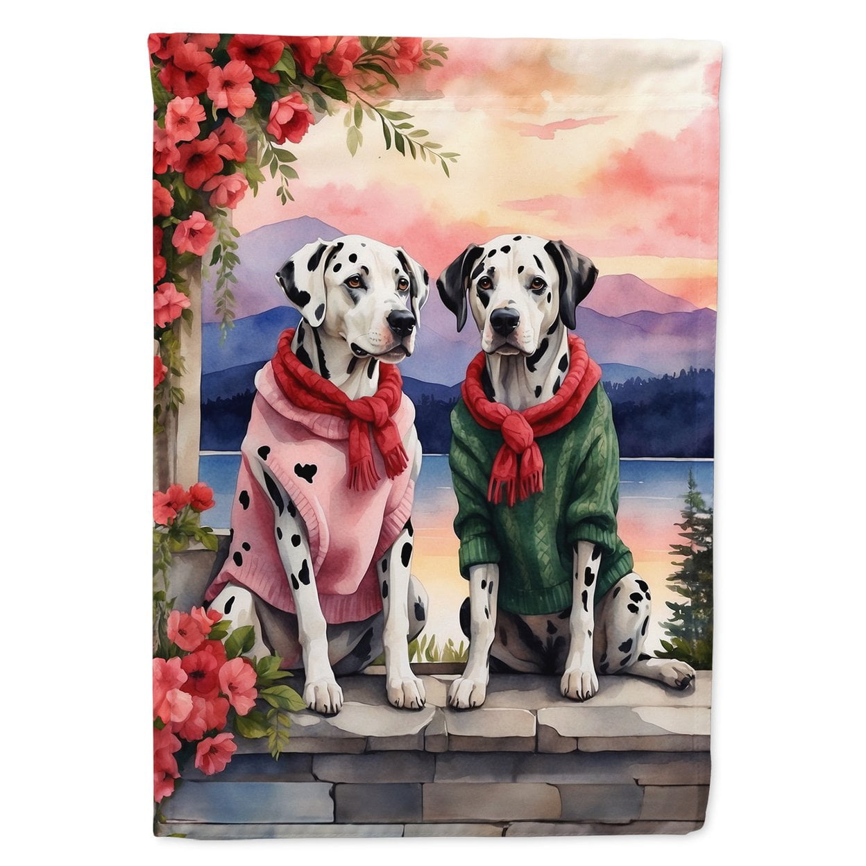 Dalmatian Two Hearts Garden Flag 11.25 in x 15.5 in